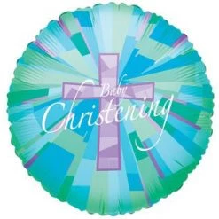 KALEIDOSCOPE 18" Baby Christening Green Holographic Foil Balloons