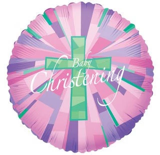 KALEIDOSCOPE 18" Baby Christening Pink Holographic Foil Balloons