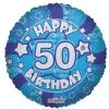 Qualatex 18" Holographic Blue 50th Birthday Foil Balloon Balloons