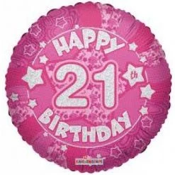 Anagram 18" Holographic Pink 21st Birthday Foil Balloon Balloons