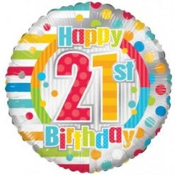 Anagram 18" Rainbow Dots 21st Birthday Foil Balloon
