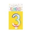 Unique Numeral Candle With Rainbow Border - Number 3 All Birthday