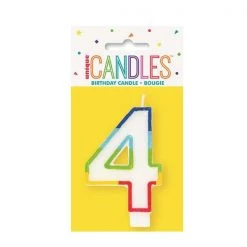 Unique Numeral Candle With Rainbow Border - Number 4