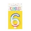 Unique All Birthday Numeral Candle With Rainbow Border - Number 6