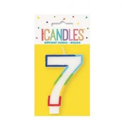Unique Numeral Candle With Rainbow Border - Number 7 All Birthday