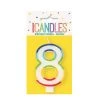 Unique Numeral Candle With Rainbow Border - Number 8
