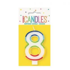 Unique Numeral Candle With Rainbow Border - Number 8