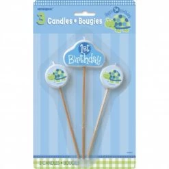 Everything Party 1st Birthday Turtle 3 Piece Candle Set