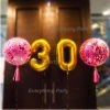 Everything Party 30th Birthday 3ft Pink Confetti Helium Balloons Bouquet
