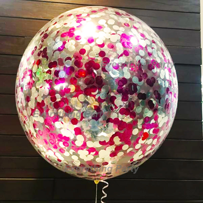 Everything Party 2ft Round Confetti Helium Balloon - Hot Pink And Silver Confetti