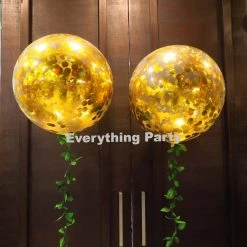 Everything Party 3ft Round Confetti Balloon With Green Leaves