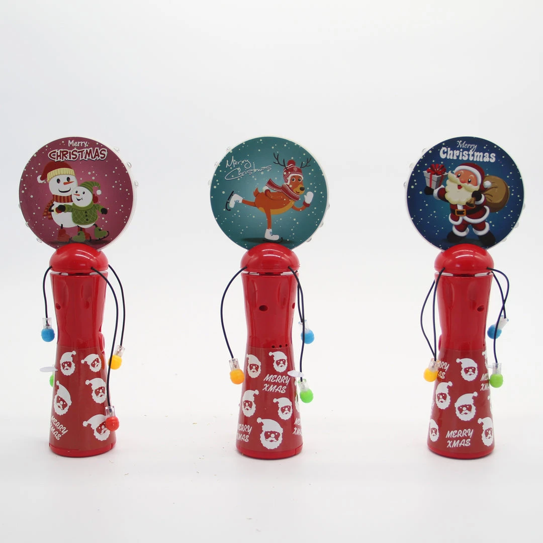 Everything Party By Event Christmas LED Light Up Hand Shaking Spinner Wand Rattle Drum Xmas Kids Toy Gift