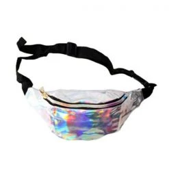 JD Party Iridescent Fanny Pack Bum Bag - Silver