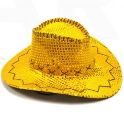 JD Party Sequin Cowboy Hat - Gold