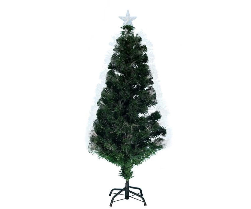 Wish By Event 150cm Green Christmas Tree With Ultra Bright Fibre Optic Flashing LED Lights