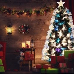 Wish By Event 150cm Green Christmas Tree With Ultra Bright Fibre Optic Flashing LED Lights