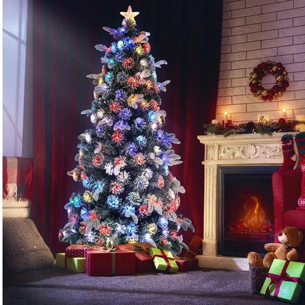 Wish By Event 180cm Ultra Bright Multicolour Changing Flashing LED Light Up Frosted Snowy Christmas Tree