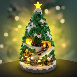 Everything Party Animated Christmas Village With Double Moving Rotating Train Musical And LED Lights