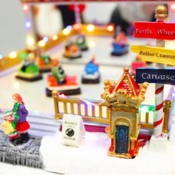 Wish By Event Animated Christmas Village Musical Bumper Cars Scene With LED Lights