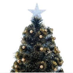 Wish 150cm Green Christmas Tree With Ultra Bright Warm White Fibre Optic LED Lights And Gold Balls By Event