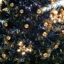 Everything Party 90cm Green Christmas Tree With Ultra Bright Warm White Fibre Optic LED Lights And Gold Balls