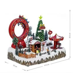 Wish By Event Animated Christmas Village Amusement Park With LED Lights Music Turing Roller Coaster Carousel