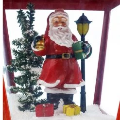 Wish Animated Christmas Village Musical LED Snowing Lamp Post Table Decoration With Santa