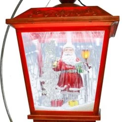 Wish Animated Christmas Village Musical LED Snowing Lamp Post Table Decoration With Santa