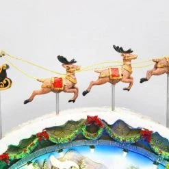 Wish By Event Animated Christmas Snowy Village LED Lights Musical Flying Santa Sleigh