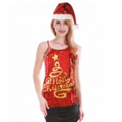 JD Party Christmas Sequin Singlet With Christmas Tree