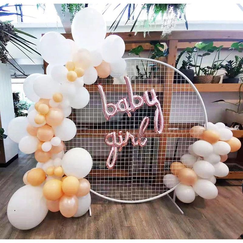 Everything Party Baby Shower Balloon Garland On 2m Metal Circle Mesh Stand