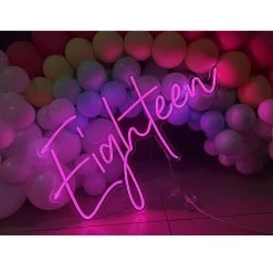 Everything Party All Birthday Party Hire - 18th Birthday Eighteen Neon Light Sign Party Decoration
