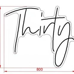 Everything Party Party Hire - 30th Birthday Thirty Neon Light Sign Party Decoration