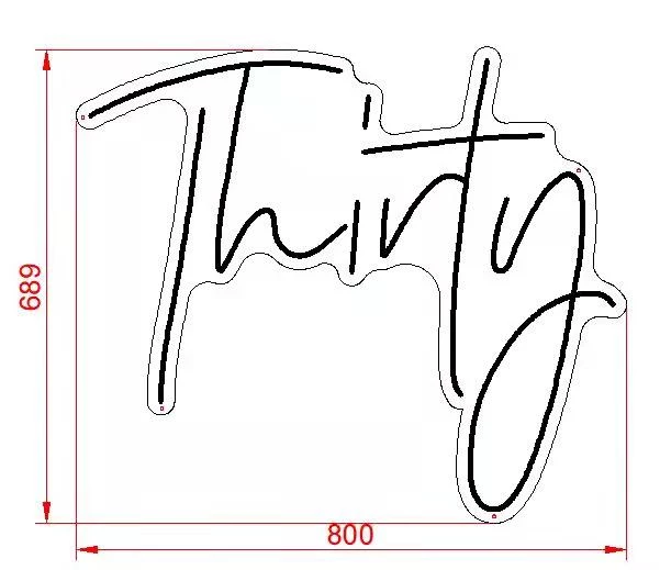 Everything Party Party Hire - 30th Birthday Thirty Neon Light Sign Party Decoration