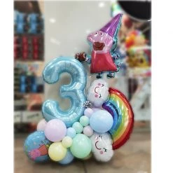 Everything Party 3rd Birthday Peppa Pig Theme Balloon Arrangement Decoration