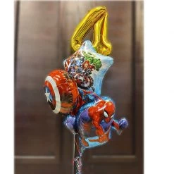 Everything Party 4th Birthday Super Hero Theme Helium Balloon Bouquet Balloons