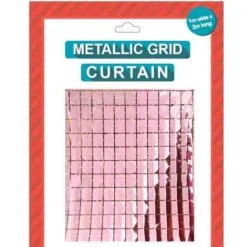 JD Party All Birthday Metallic Block Grid Curtain - Pink