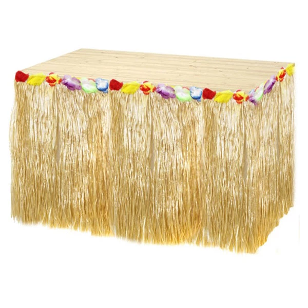 JD Party Hawaii Aloha Hula Table Skirt - Natural By Event