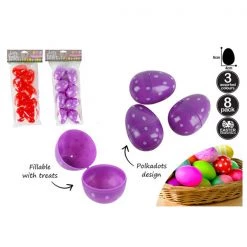 Austwide 8pk Fillable Easter Eggs With Polka Dots