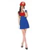 JD Party Adult Deluxe Red Plumber Girl Mario Costume