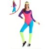 JD Party Adult 1980s Style Retro Fitness Aerobics Jumpsuit Costume