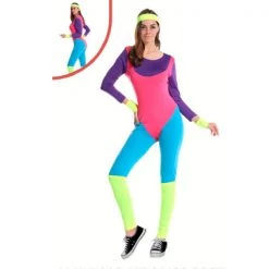 JD Party Adult 1980s Style Retro Fitness Aerobics Jumpsuit Costume