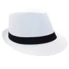 JD Party 1920's Gangster Fedora Hat - White With Black Ribbon By Theme