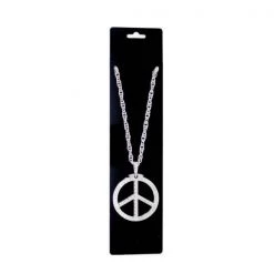 Everything Party By Theme Metal Peace Sign Hippie Necklace - Silver