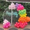 Everything Party Balloon Garland With 2m Circle Mesh Stand And Neon Sign Balloons