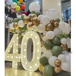 Everything Party 40th Birthday Balloon Garland With 1m LED Number Lights