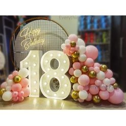 Everything Party 18th Birthday Balloon Garland With 1m LED Number Lights Balloons