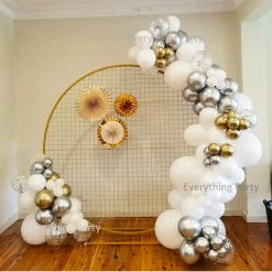 Everything Party Balloons Birthday Balloon Garland With 2m Gold Mesh Circle Backdrop