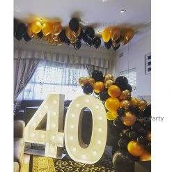 Everything Party Balloons 40th Birthday Balloon Garland With 1m LED Number Lights