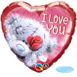 18" Qualatex Teddy Bear With I Love You Heart Shape Foil Balloon Balloons